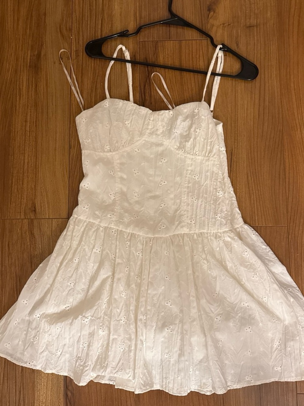 Forever 21 White Eyelet Spaghetti-Strap Mini Dress